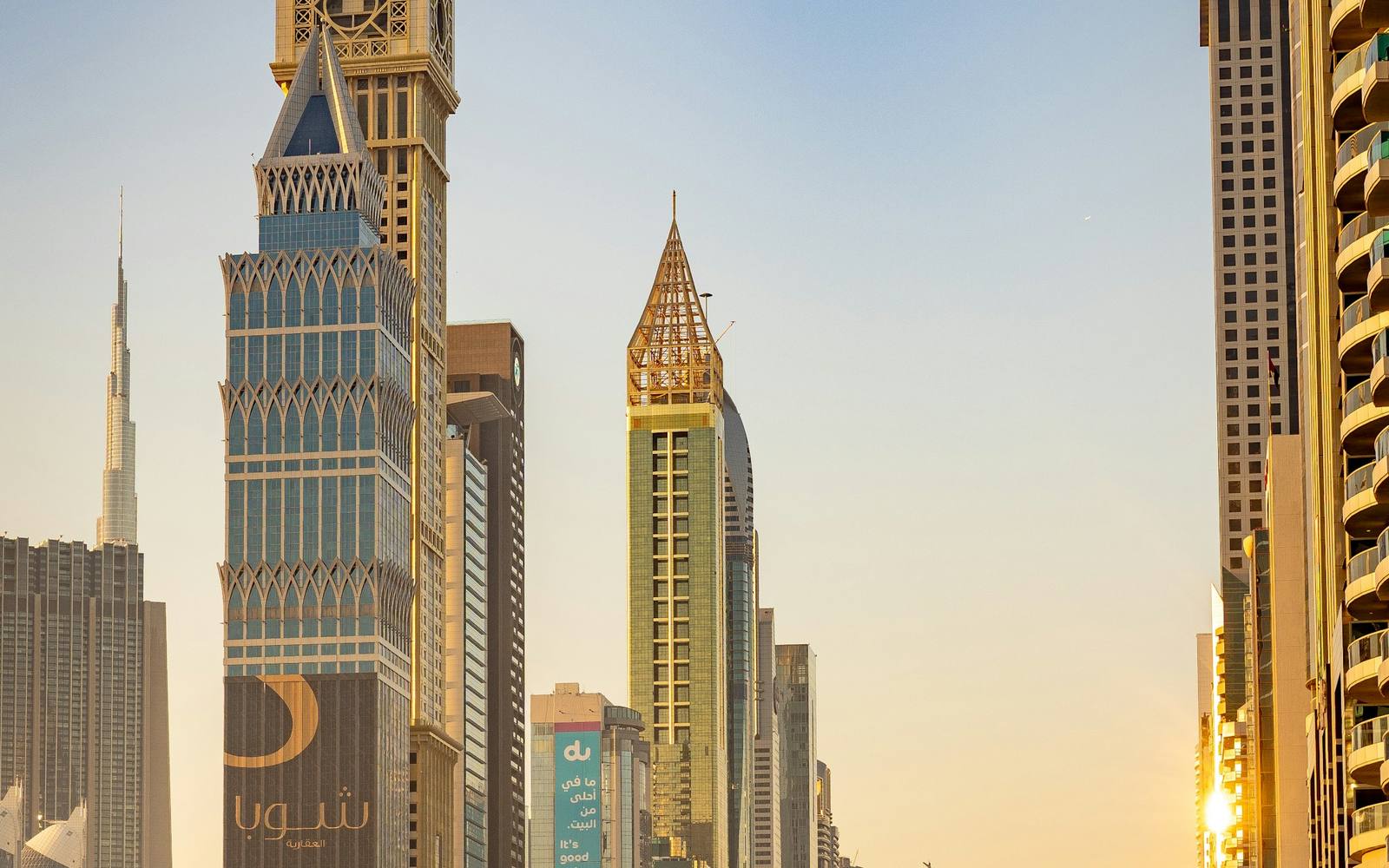 Dubai towers at golden hour